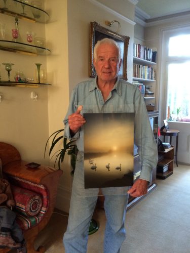 Tom Mangold with his framed print